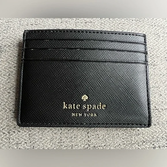 Kate Spade New York black Saffiano leather card holder - Picture 1 of 7